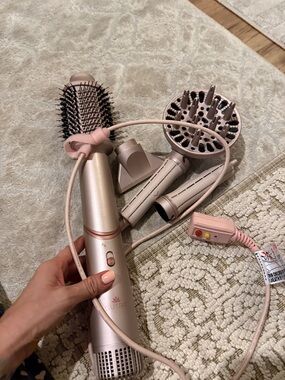 Multi-Function Pink Hair Styler with Brush and Diffuser